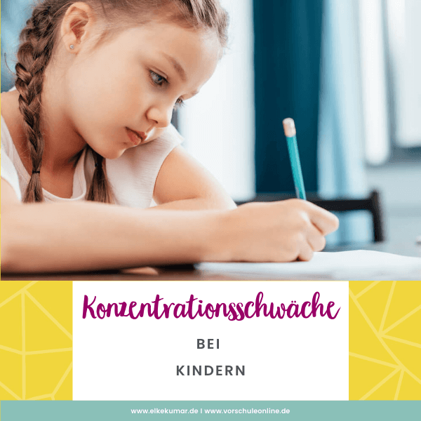 Bild zeigt ein Mädchen beim Schreiben mit lustlosem Gesicht, das symbolisch für Probleme mit der Konzentration stehen soll