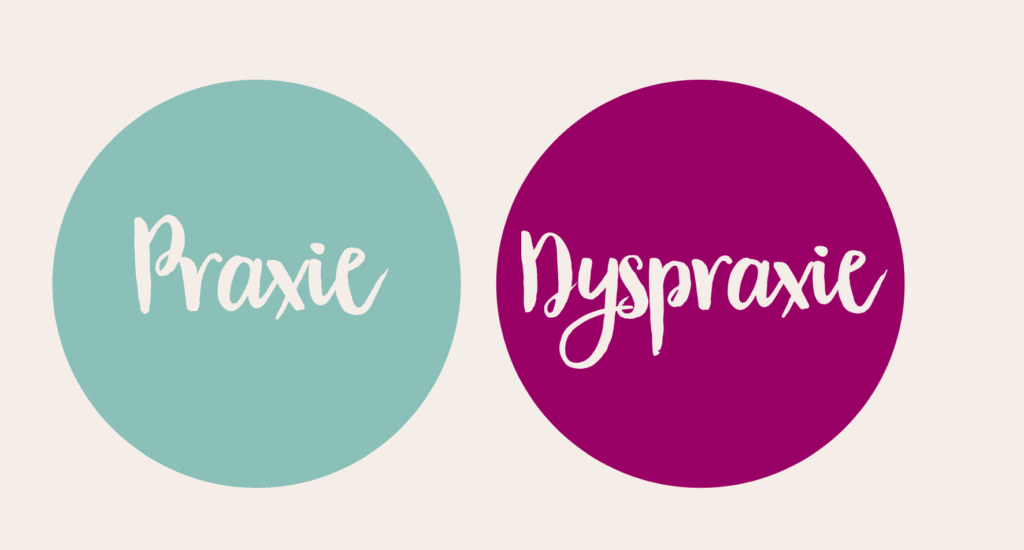 2 Kreisgrafiken mit den Bezeichnungen Praxie und Dyspraxie