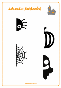 Bild zeigt Übungsblatt mit Symetrieübung zu Halloween